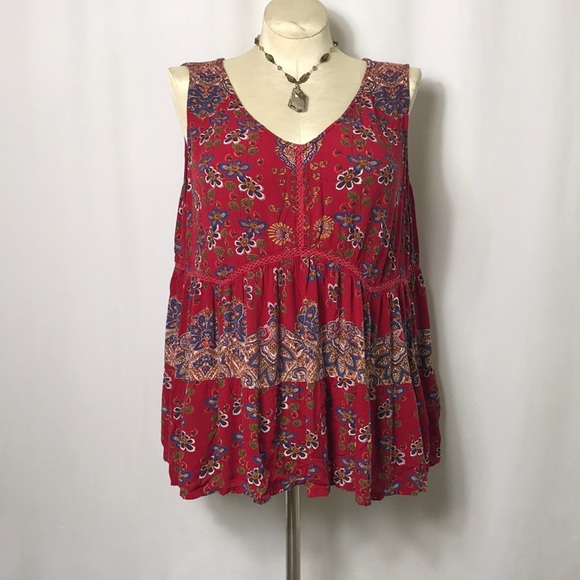 🌻 3/25 🌻 Angie Boho Paisley Ruffle Tank Top - Picture 2 of 9